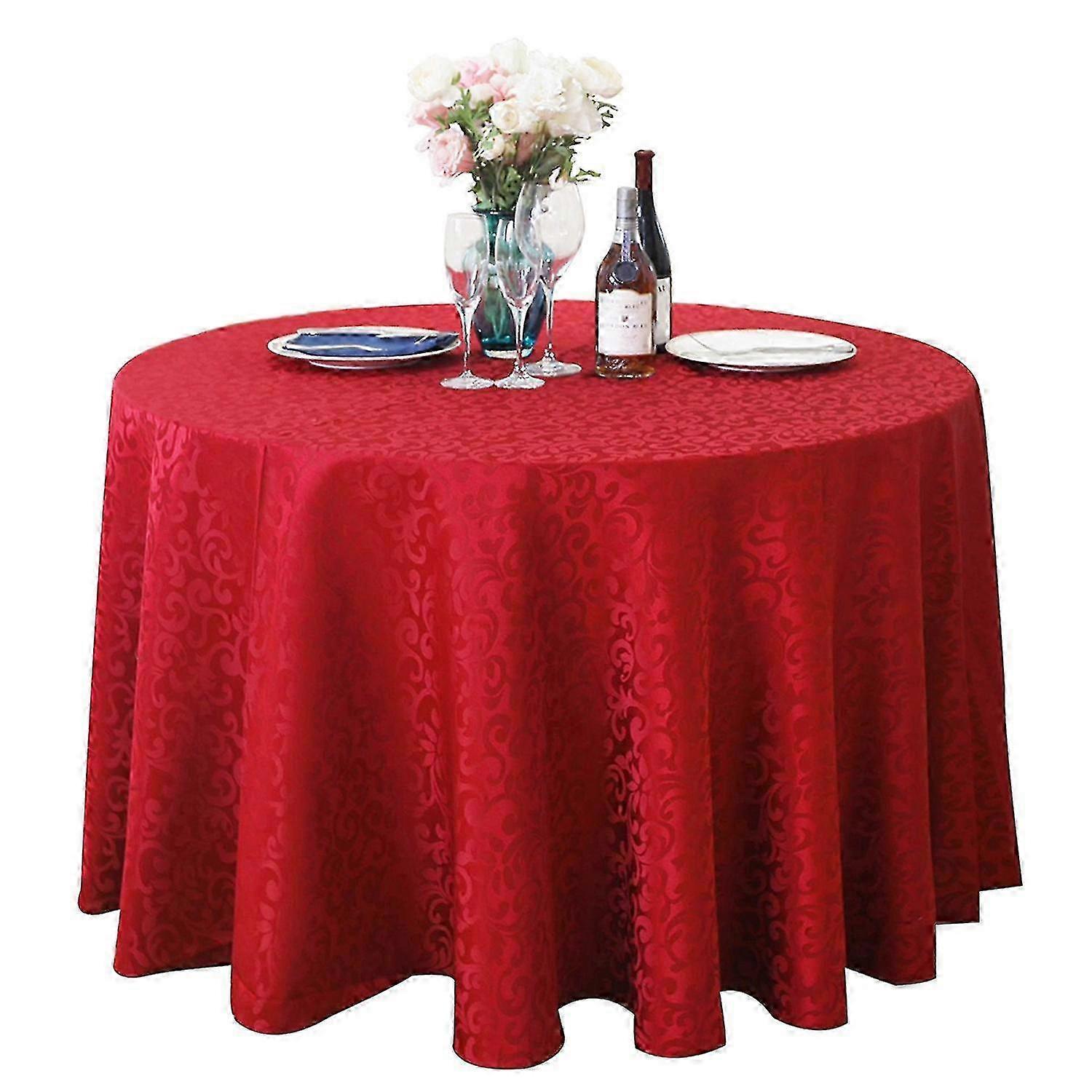 Tear resistant tablecloth for kitchen, washable polyester no fading round
