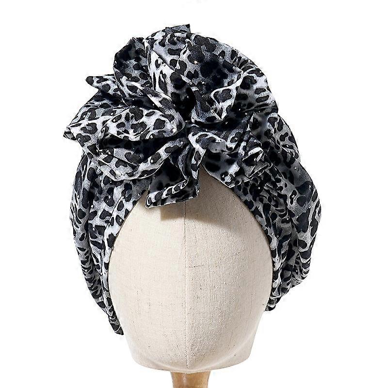 1Pc Head Cap Retro Style Muslim Grace Leopard Print Fashion Rose Elastic Headscarf Indain Hat Leopard Print Hat