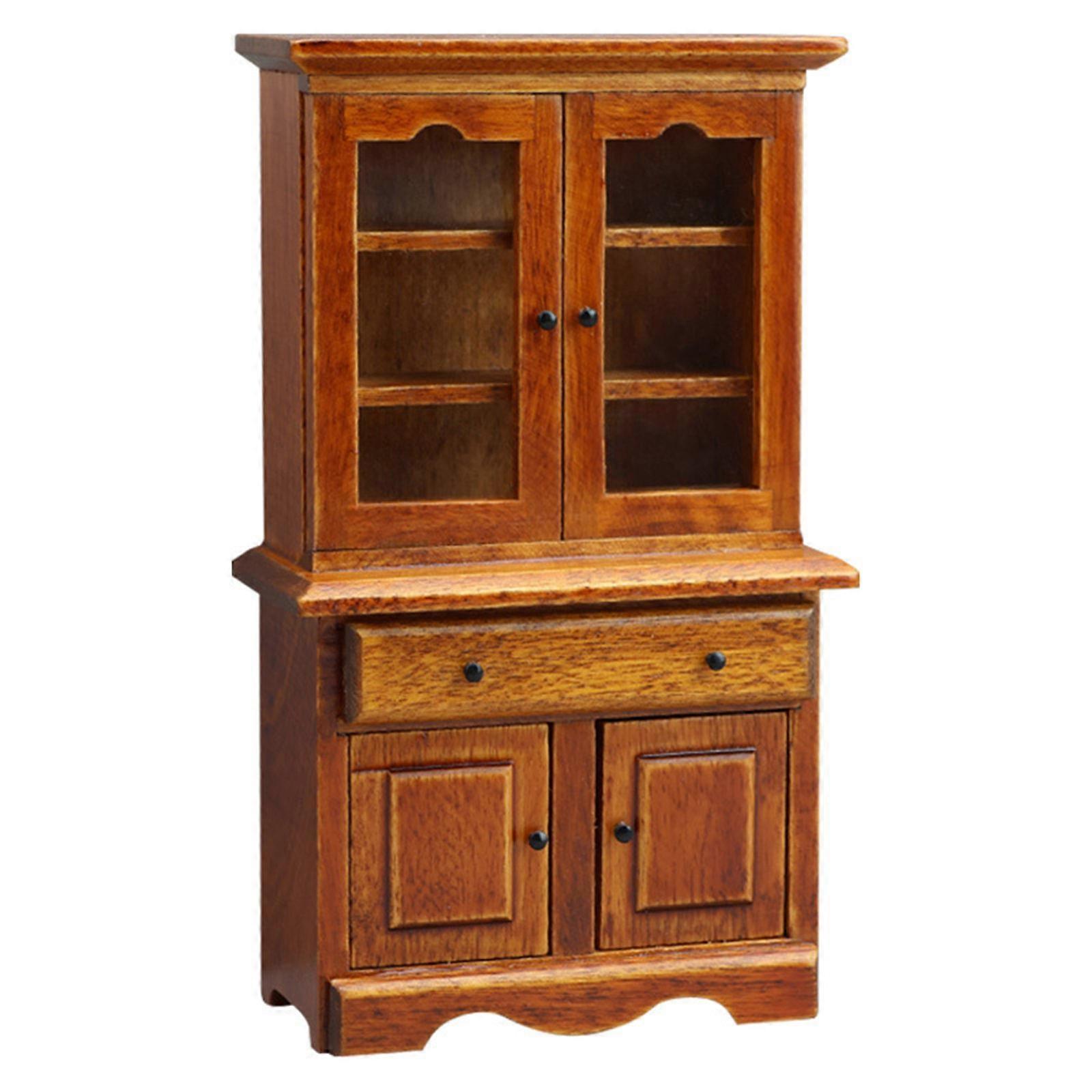 Miniature Vertical Bookcase Display Cabinet Model Figurine for 1/12 Dollhouses Scene Display Furniture Accessories Multicolor