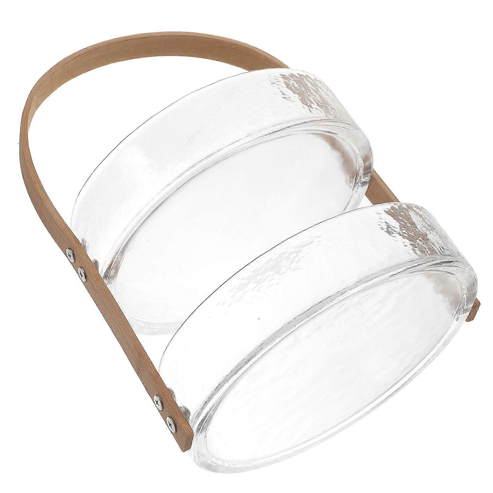 Dessert Container Glass With Wood Handle For Party Serving 1Set