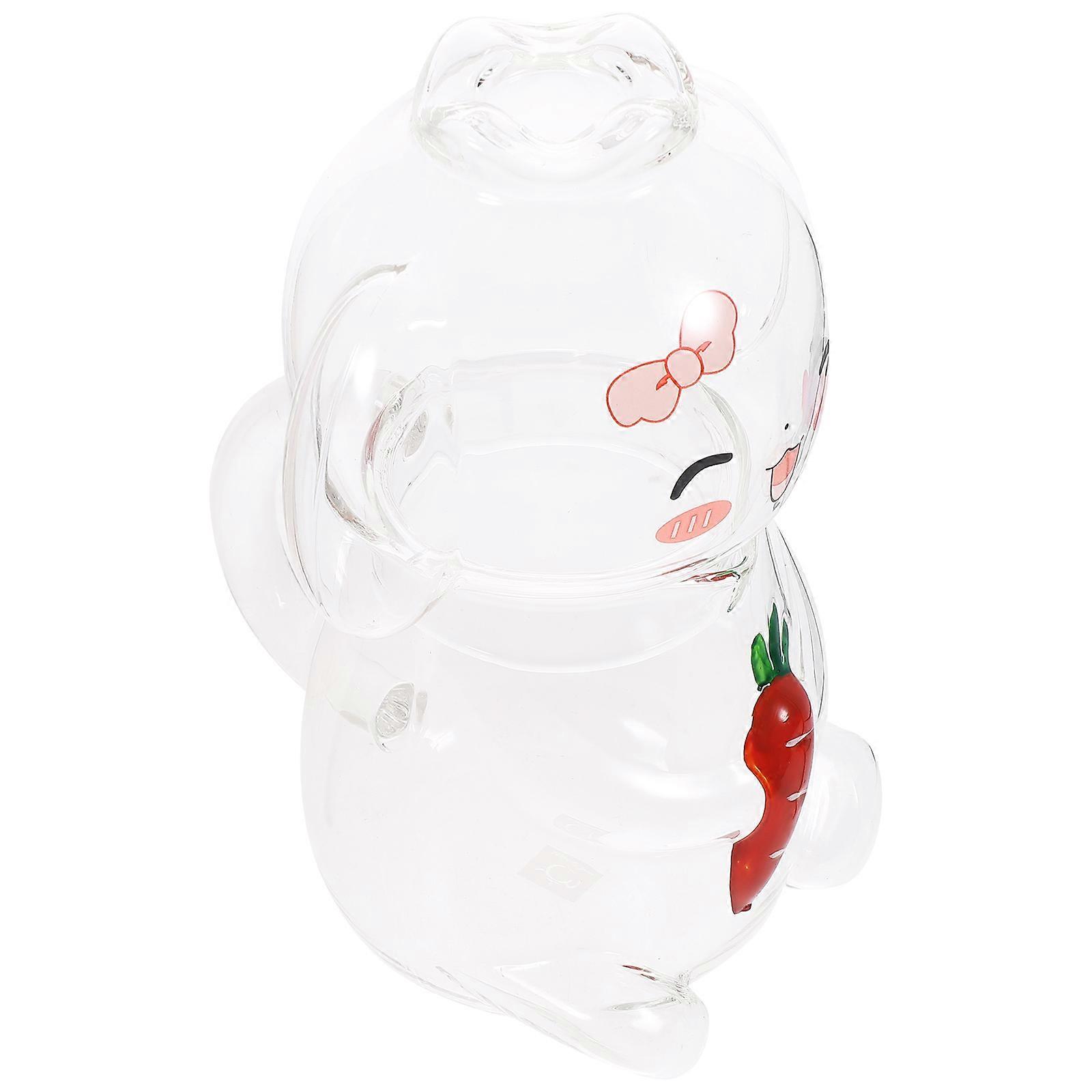 Glass Water Carafe Set Elegant Rabbit Shape Transparent Borosilicate Glass Suitable for Cold Beverages 1Set