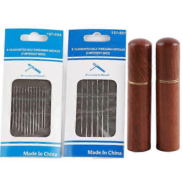 Sewing Needles Assorted Self Threading Steel Handmade Craft Accessories + Storage Case