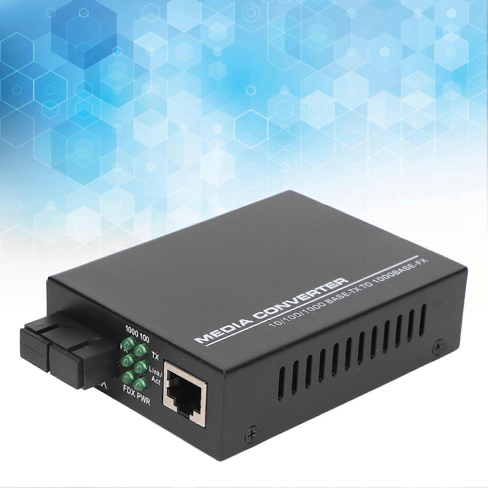 Ethernet Switch Converter 850nm 1000Mbps SC 2 Fiber Multimode RJ45 Auto Negotiate Fiber Ethernet Transceiver 100‑240V EU Plug 