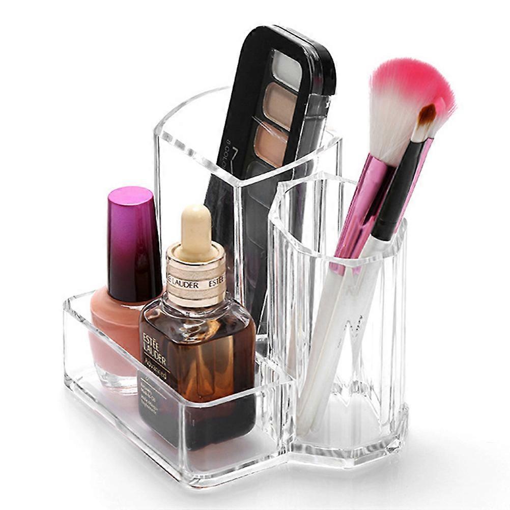 Silver Plastic Storage Box for Makeup Brushes and Tools Perfect for Vanity or Sink Area Large Compartments 7.87 Inches