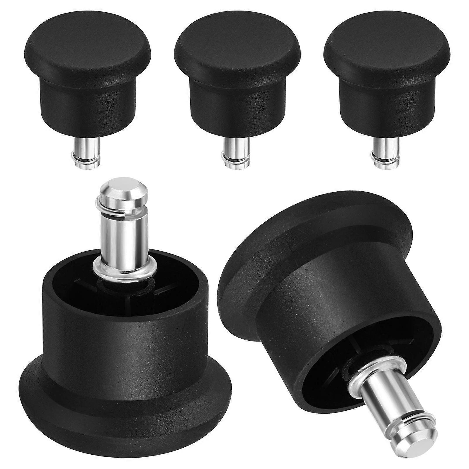 Durable Black PU Glide Castors for Chairs Ideal for Office Use Converts Swivel to Stationary 5 Pieces