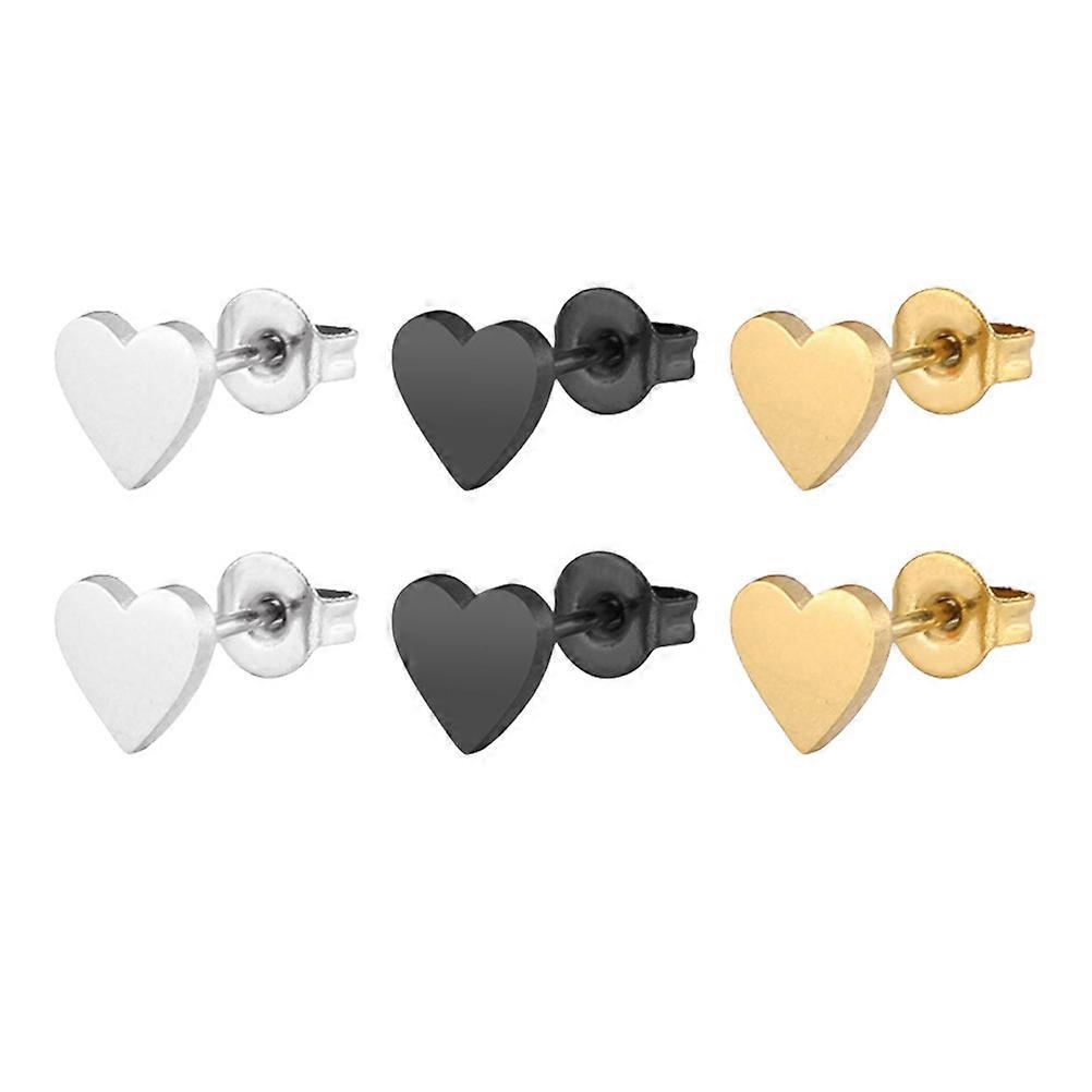 Ear Decorations Assorted Color Stainless Steel Earrings For Jewelry Lovers In Heart-shaped Design 3 Pairs