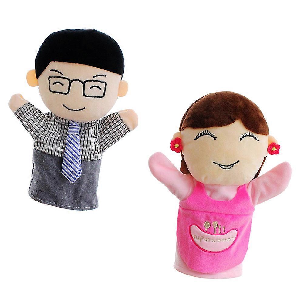 2pcs Cloth Plush Hand Puppets Family Members Educational Stuffed Dolls