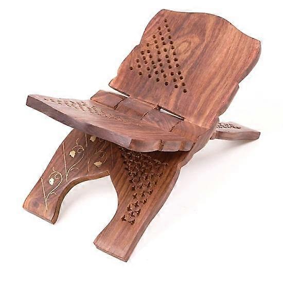 Handmade Foldable Book Holder Rehal Book Holding Stand with Intricate Carvings and Leaf Print Rehal for Religious Holy Books 30.48 cm