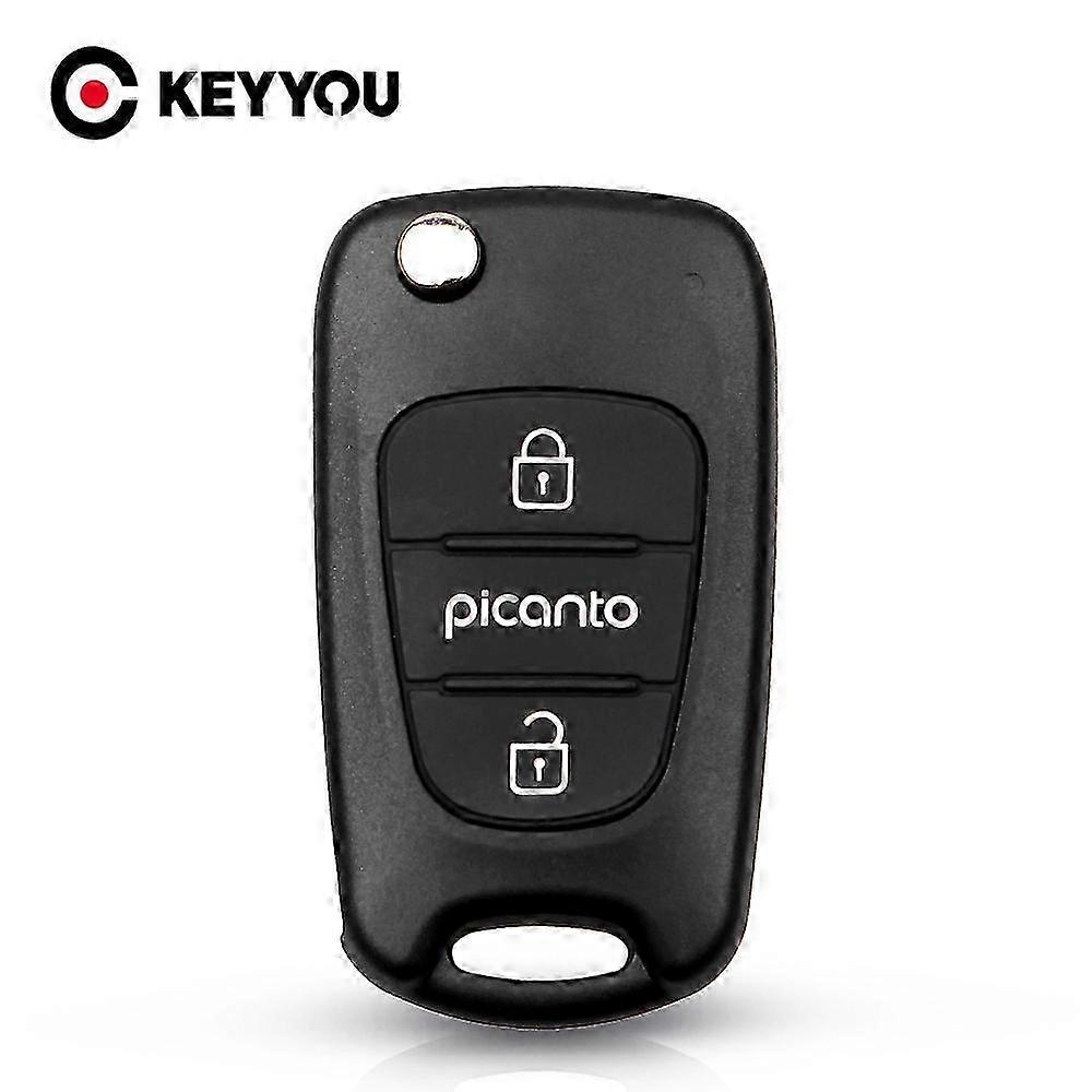 New 3-Button Flip Folding Remote Key Shell Case for KIA Picanto Key Fob Replacement