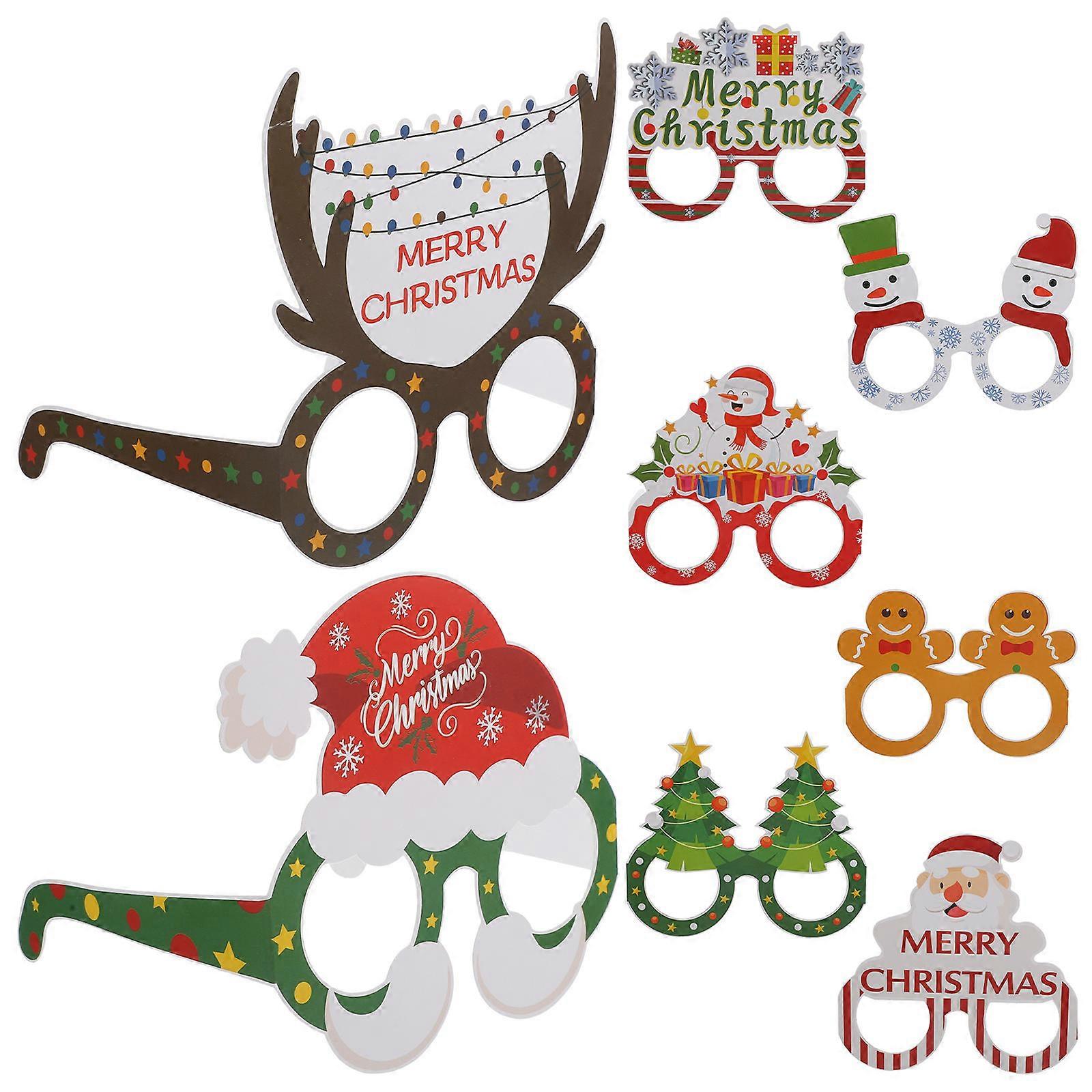 Holiday Photo Props Eyeglasses 8Pcs Decorative Eyewear Assorted Color Great For Christmas Party Activities