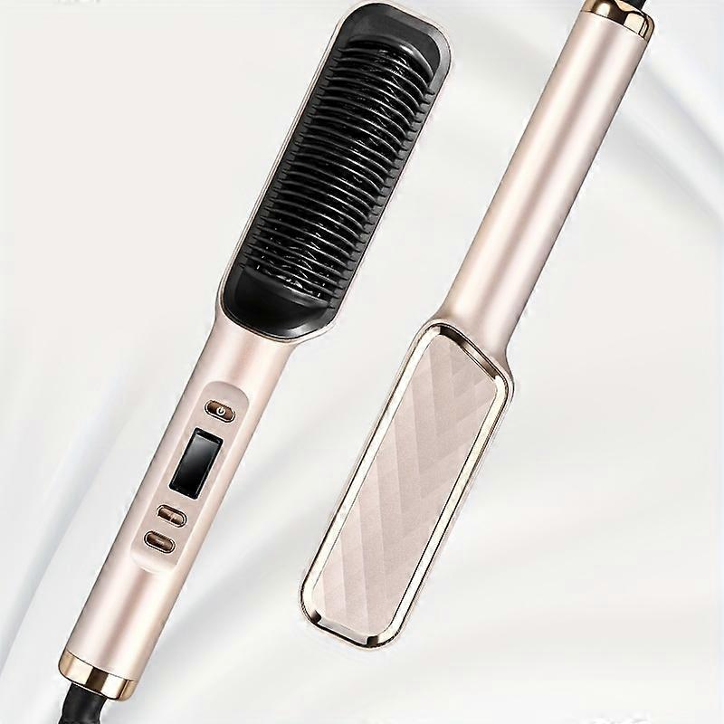 Dual Function Straightening Comb Curler with LCD Temperature Display, Auto Lock/Close, Anti-Scald Protection Dual COMB for Straightening and Curling