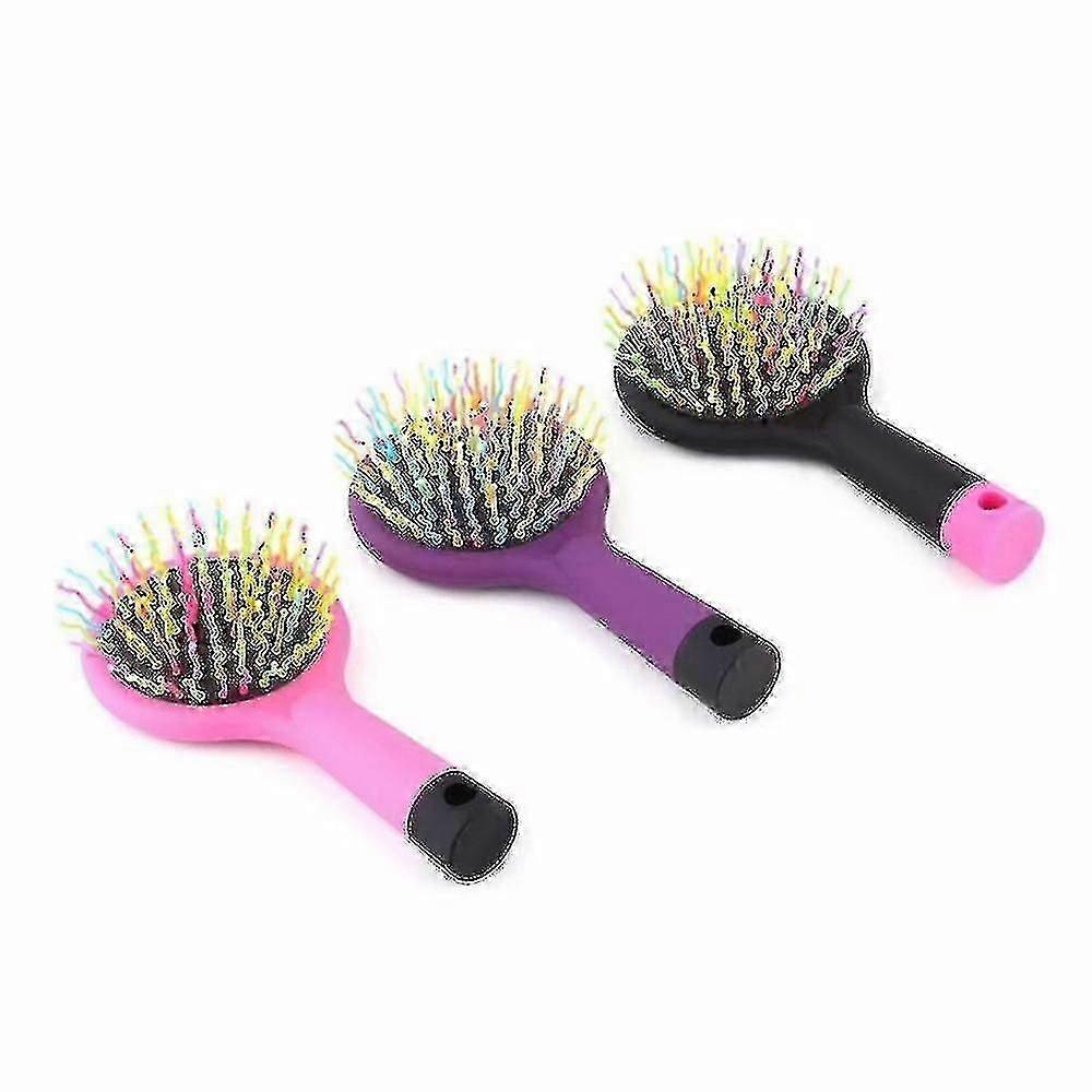 Rainbow Anti-Static 2-in-1 Massage Comb with Mirror - Tangle-Free, Gentle Scalp
