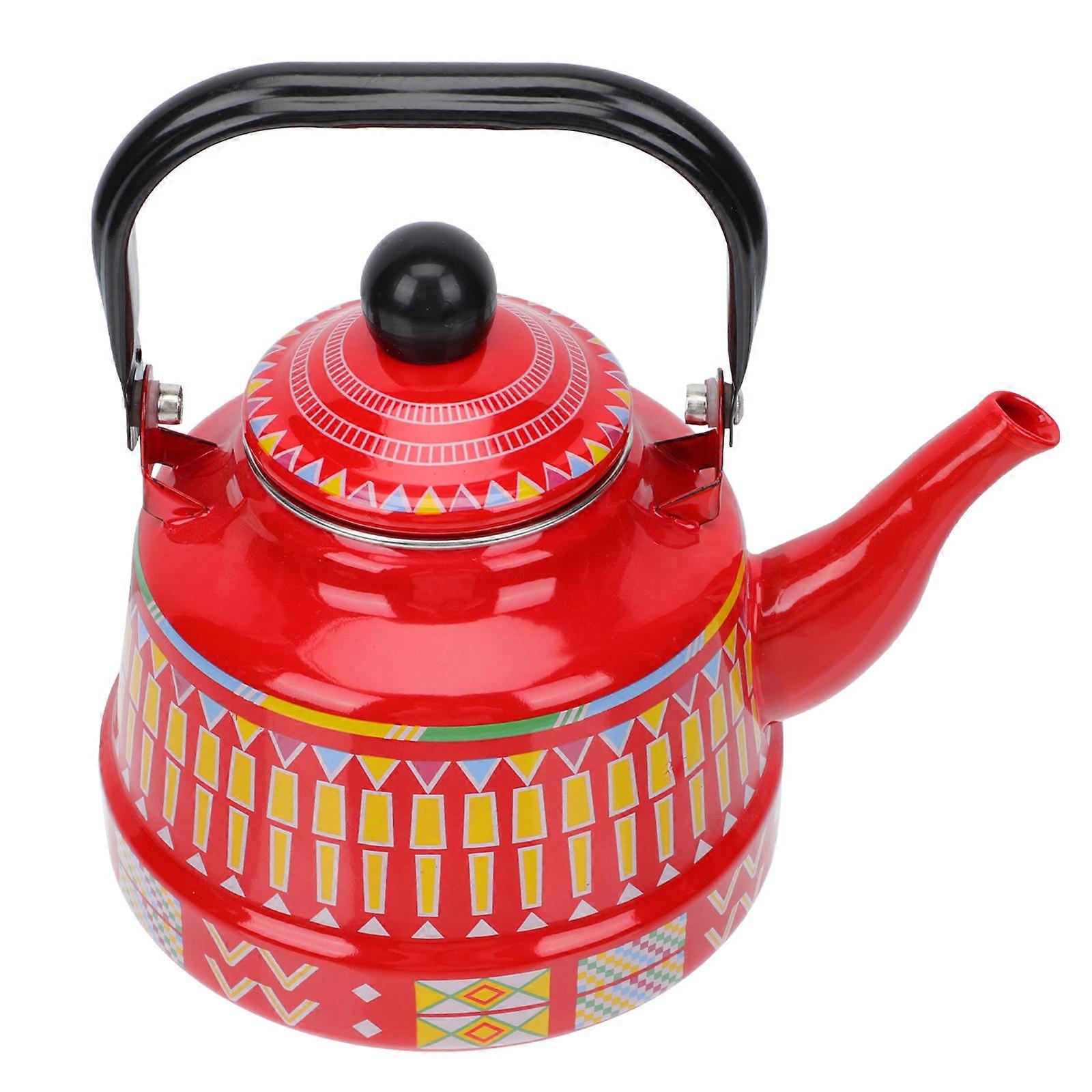 Tea Kettle For Stovetop 1Set Cooking Gadget Red Enamel Stainless Steel Heating And Brewing