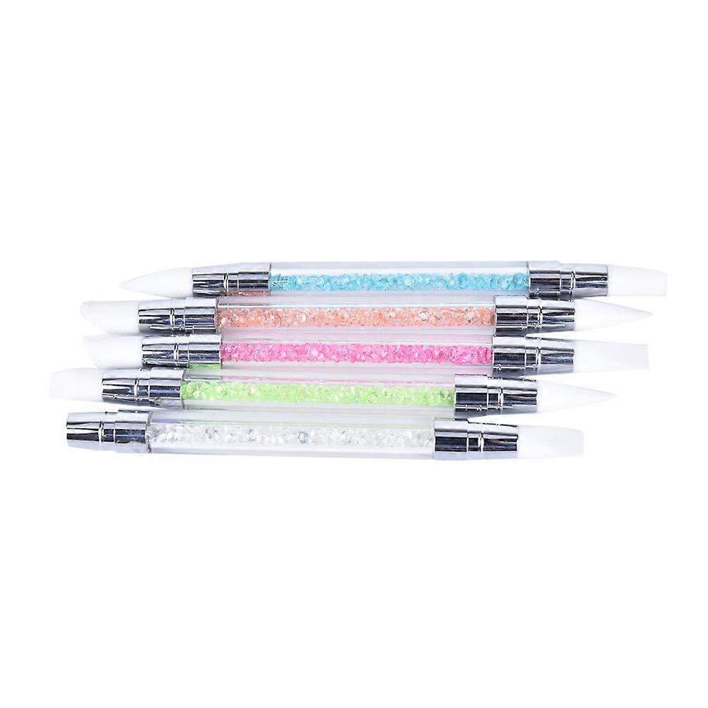 Nail Art Pen Set with Transparent Silicone Head for Manicure Comfortable Handle, Soft Tip for Flower Patterns, Durable Acrylic Design