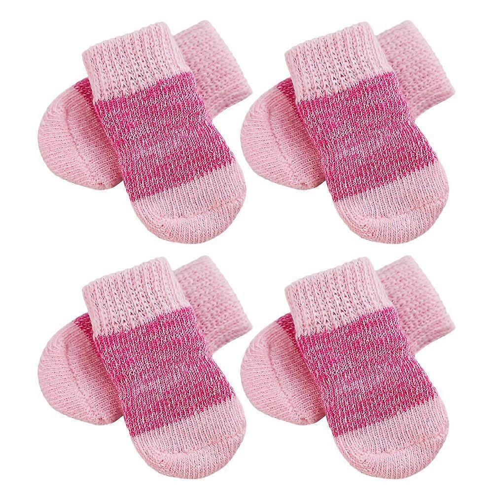 2 Sets of Non-slip Elastic Dog Socks for Pet Protection Against Dirt with Comfortable Polyester Material in Pink