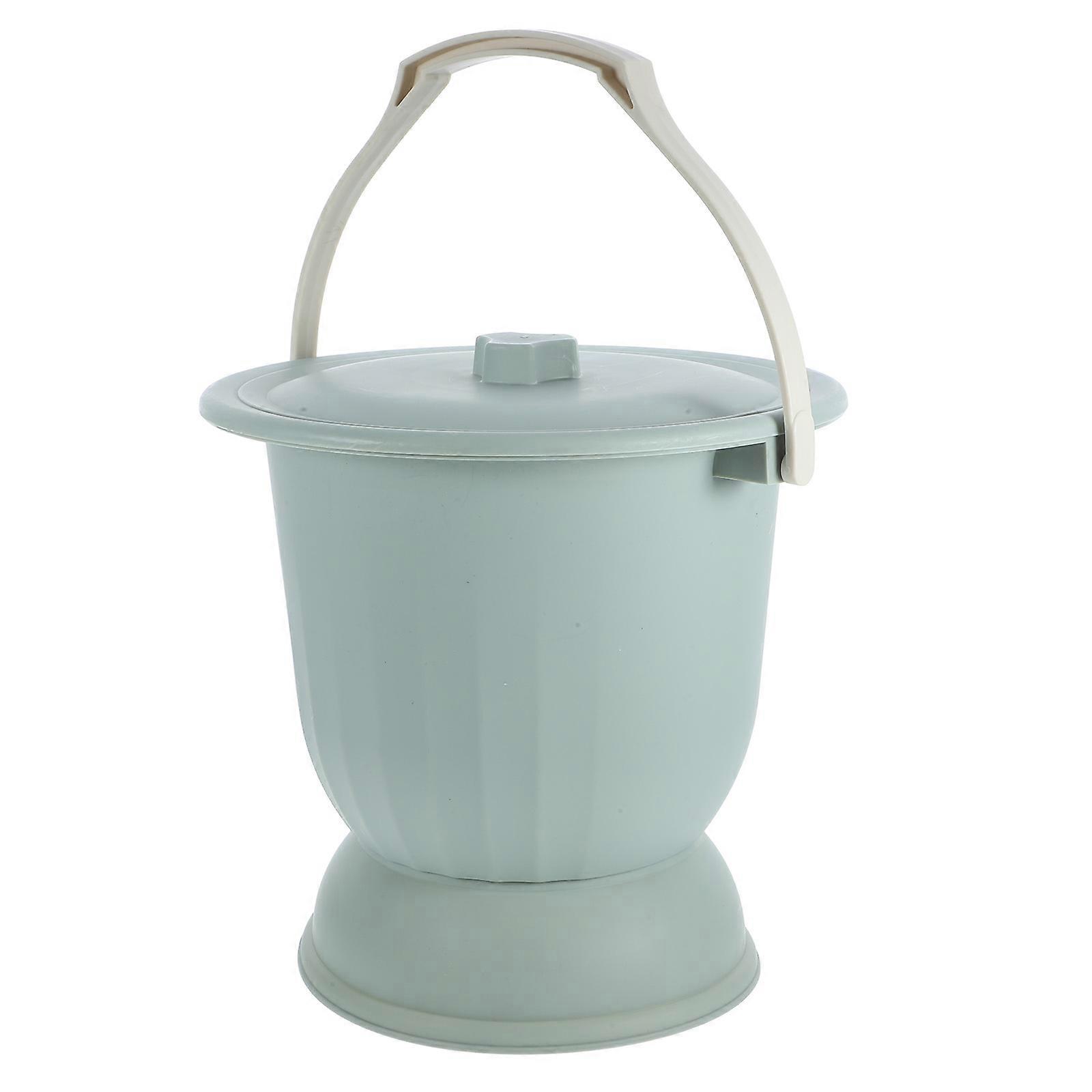 Portable Toilet For Disabled Person Home Use Green Cylindrical Design Easy To Clean 1Set
