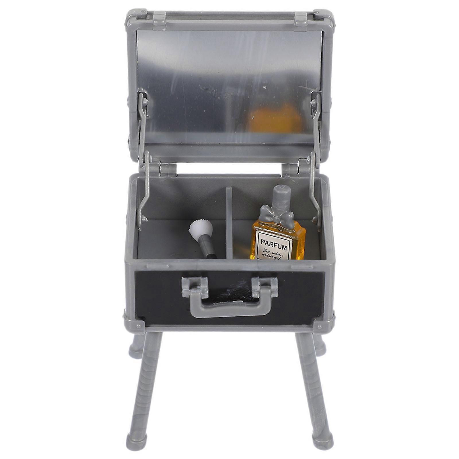 Grey Plastic Cosmetic Case for Pretend Play with Large Storage Capacity and Portable Design 1 Set