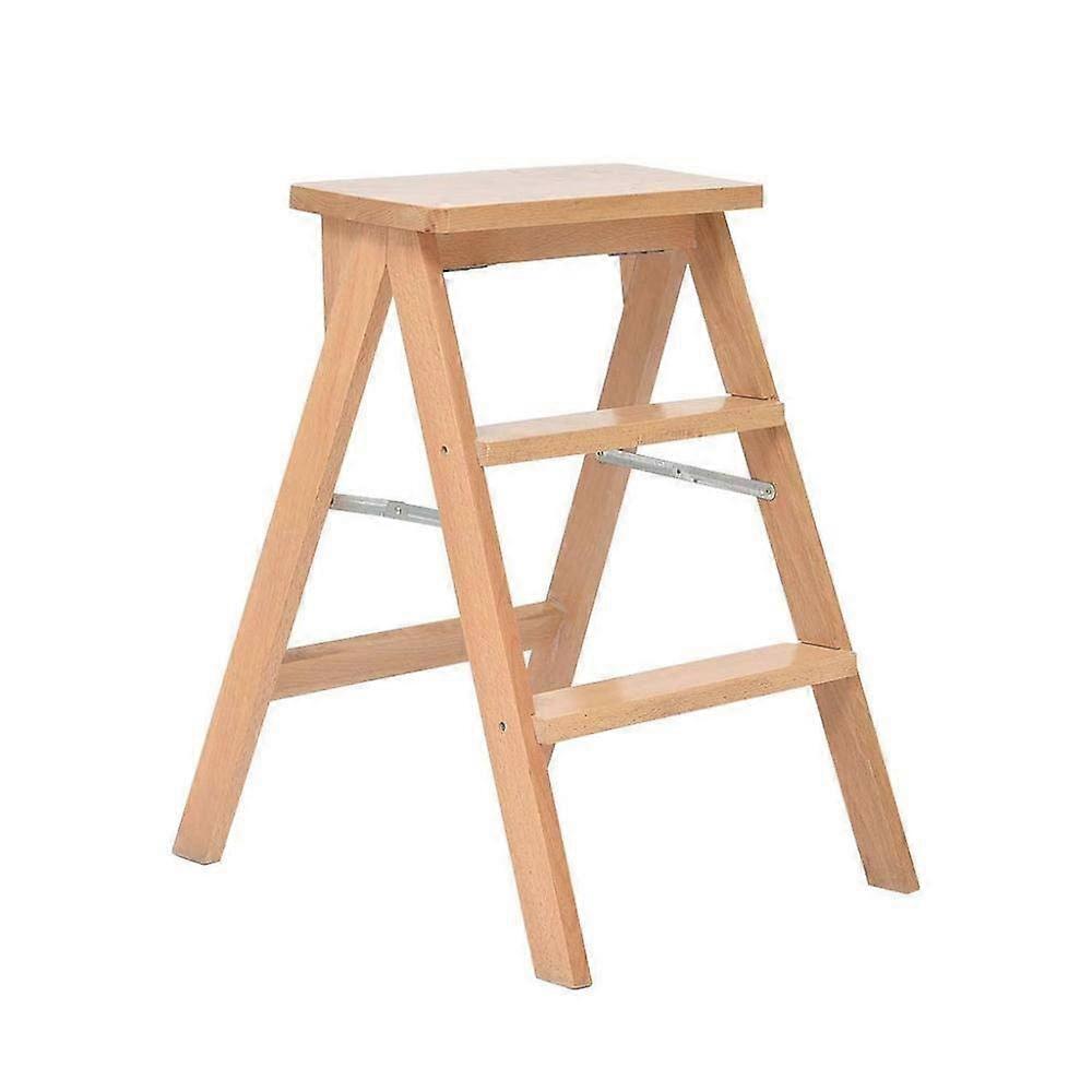 Foldable 3Step Ladder Stool, Household Step Stool, Portable Step Stool, Step Stool, Height 56 cm, Max. 100 kg (Natural Color)