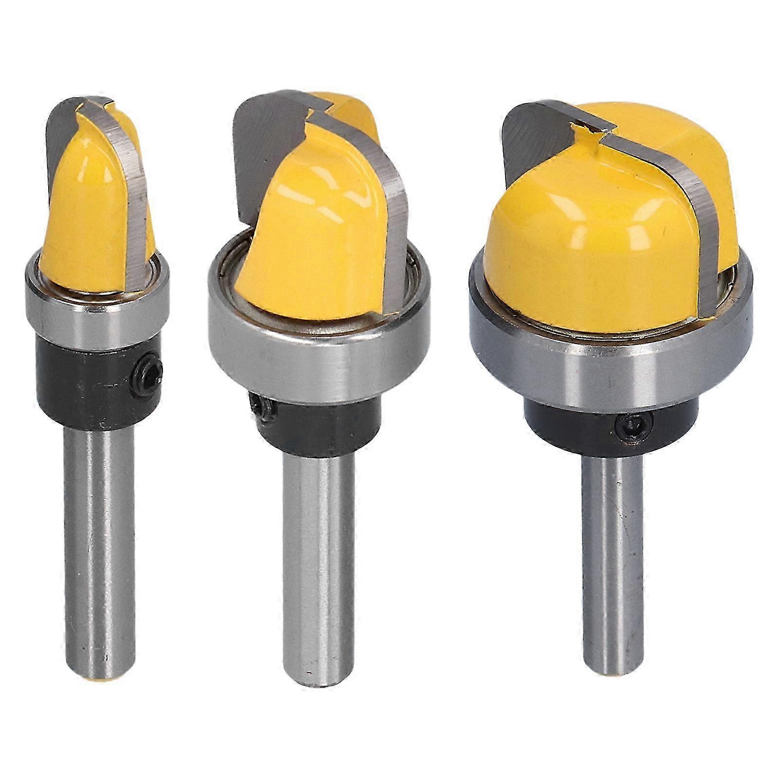 A Set of Round Nose Core Box Router Bits with Bearing (1/4in Shank) for Bowl, Tray, and Dish Carving.