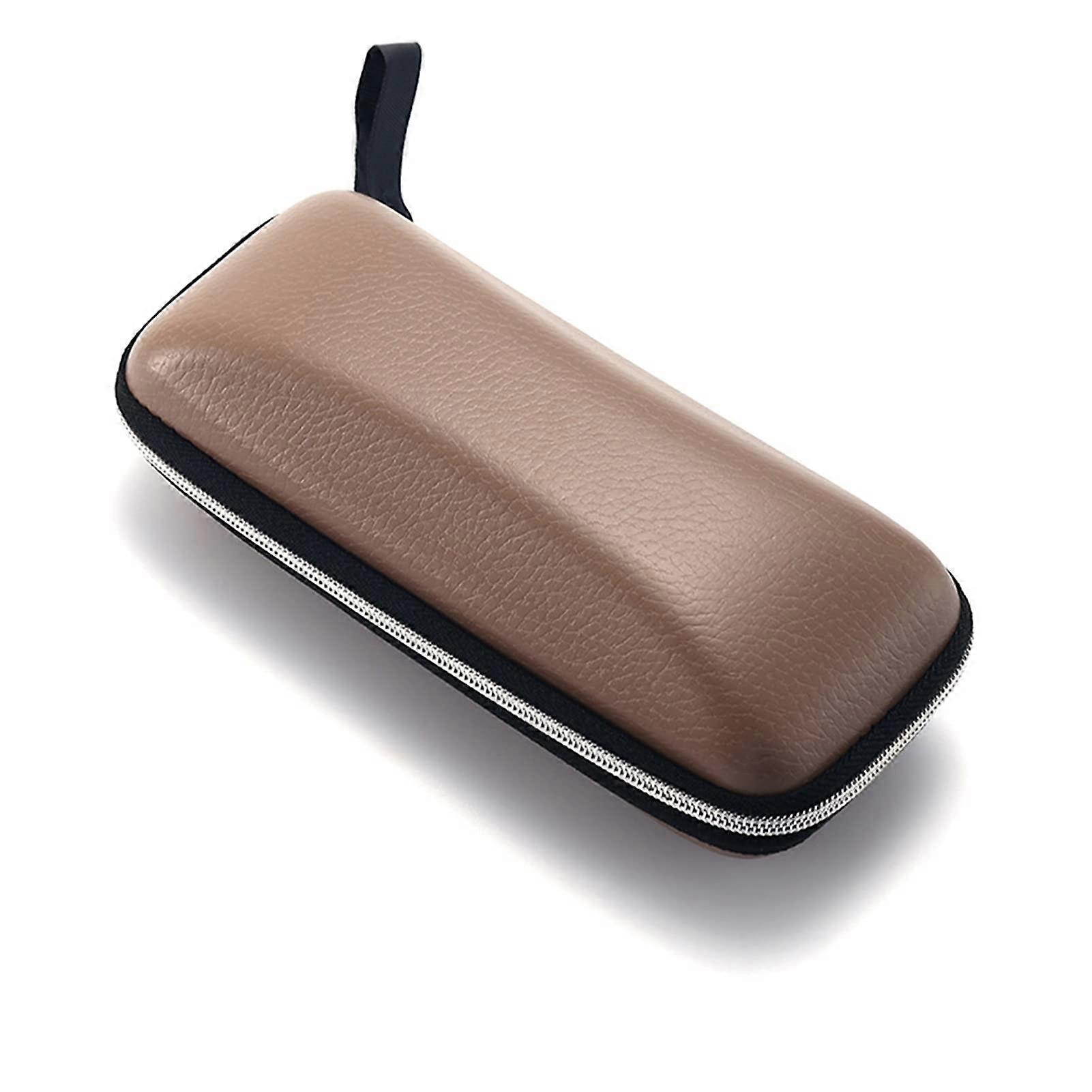 AISHANBAIHUODIAN Square Leather Glasses Case Sunglasses Protective Cover Portable CompressionResistant EVA Mirror Sunglasses Case (Color: Khaki)