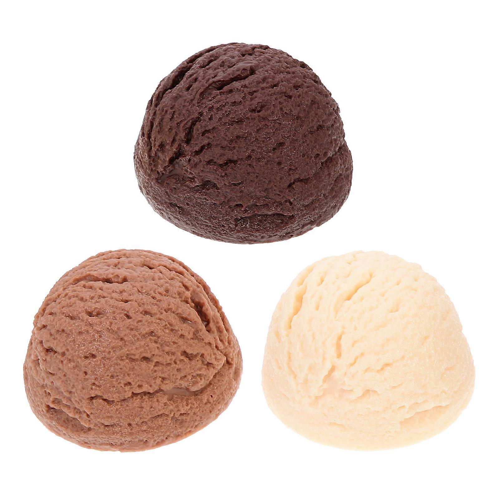 Artificial Ice Cream 3Pack Round Simulated Ice Cream Balls Display Model Pvc for Early Education