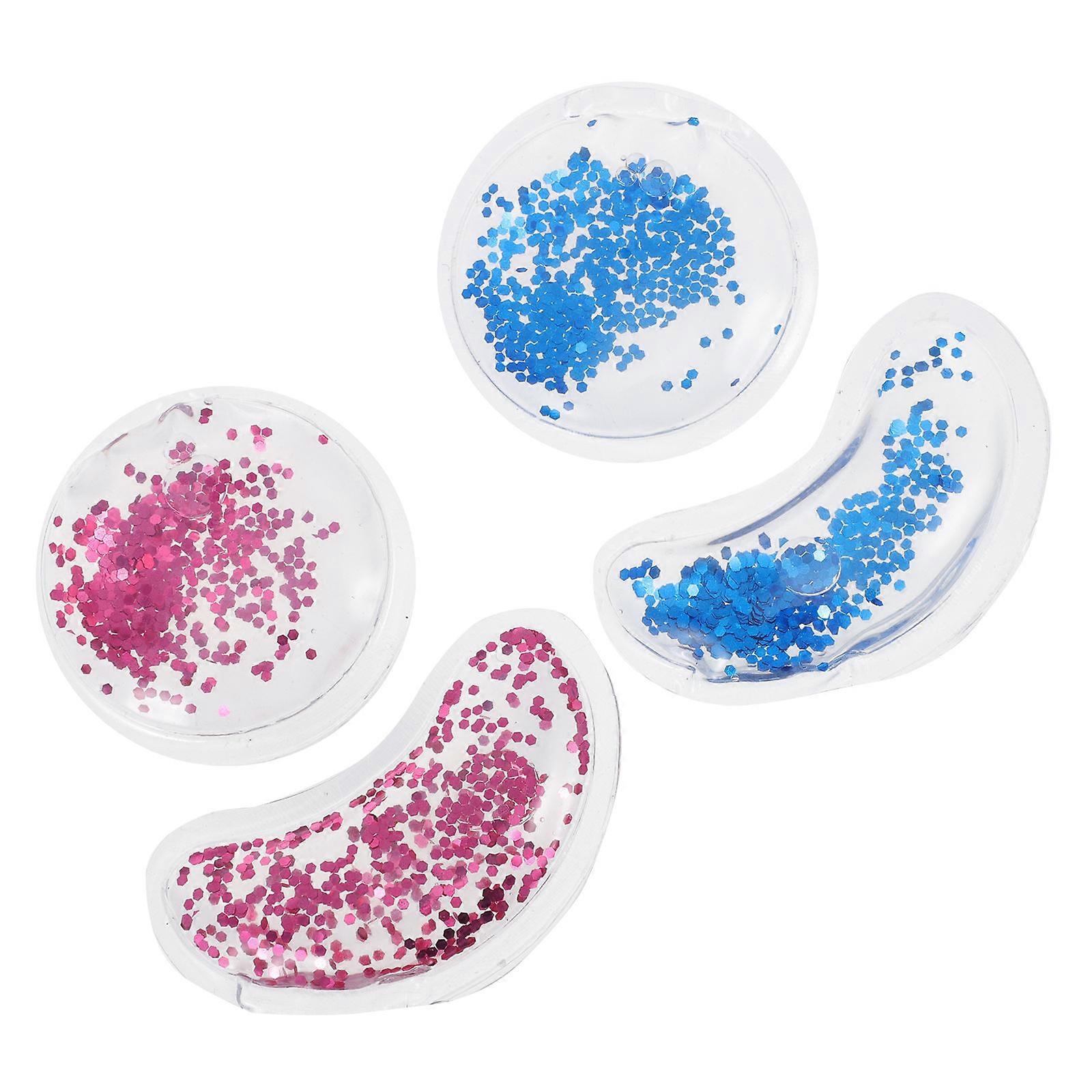 Reusable Eye Gel Pads 4Pcs Glitter Gel Ice Pack Patches Assorted Color Help Smooth Fine Lines