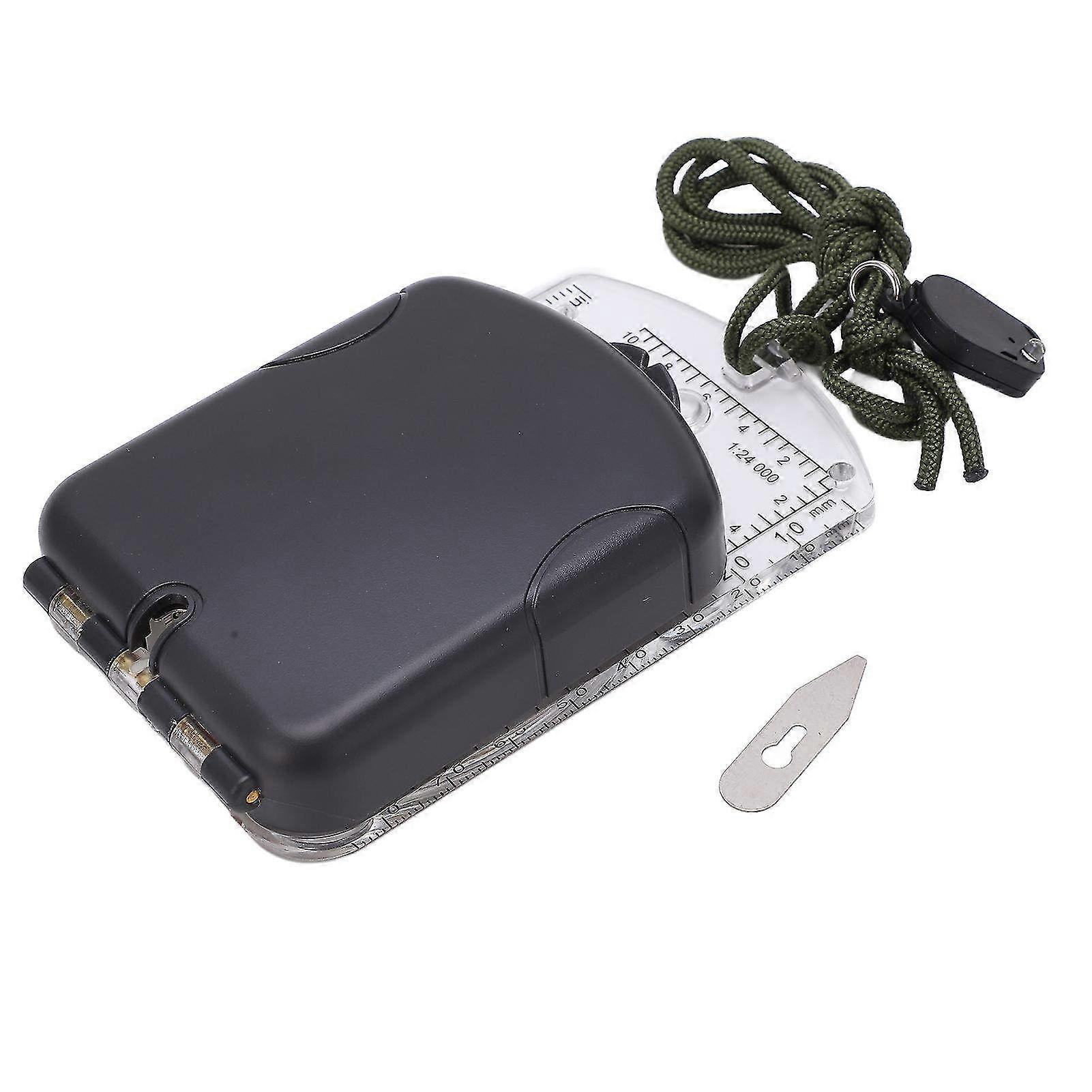 Transparent Folding Compass for Navigation & Map Reading - Orienteering & Hiking Tool with Night Light & Magnetic Declination Feature