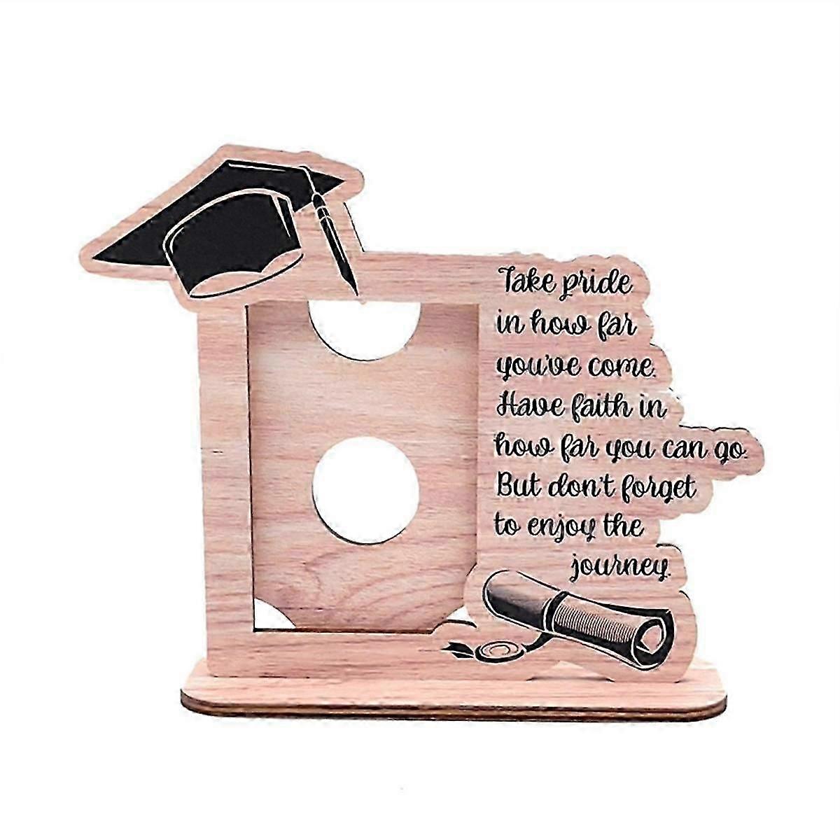 Desktop frame for graduation photos - 2024 wooden display for vertical portraits
