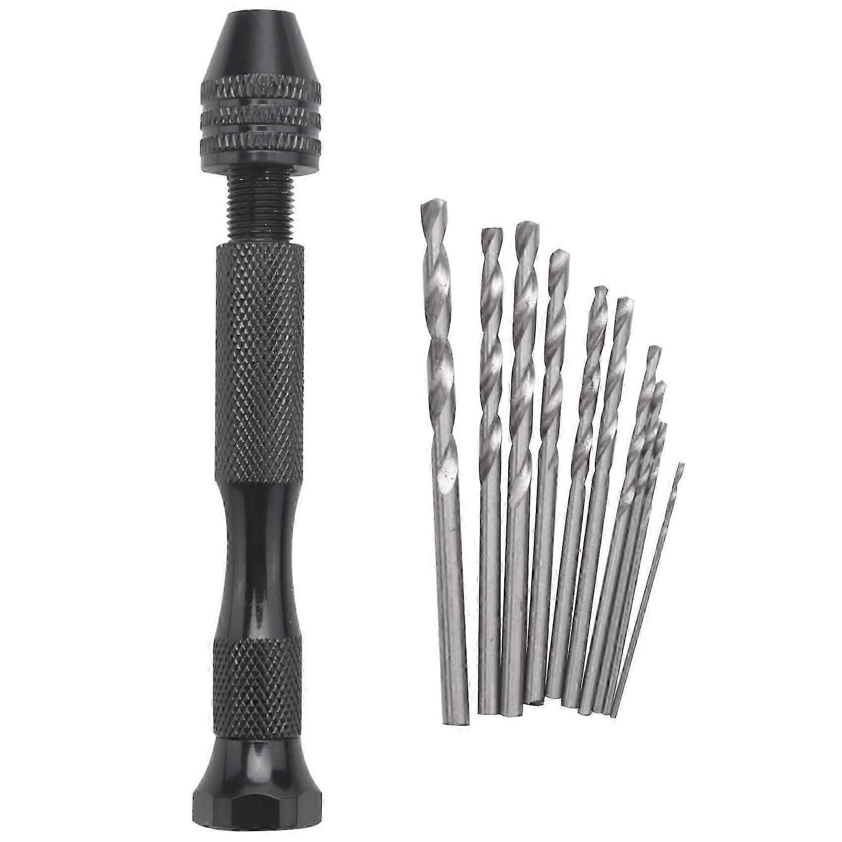 Small hand drill for craftsmen with 10-size twist drill set