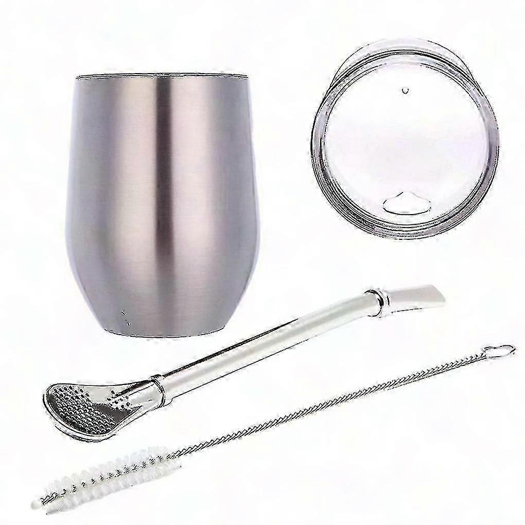 مزدوجة الجدار غير القابل للصدأ يربا القرع ماتي الشاي مجموعة الماء ماتي كوب الشاي مع غطاء ملعقة القش بومبيلا هيا