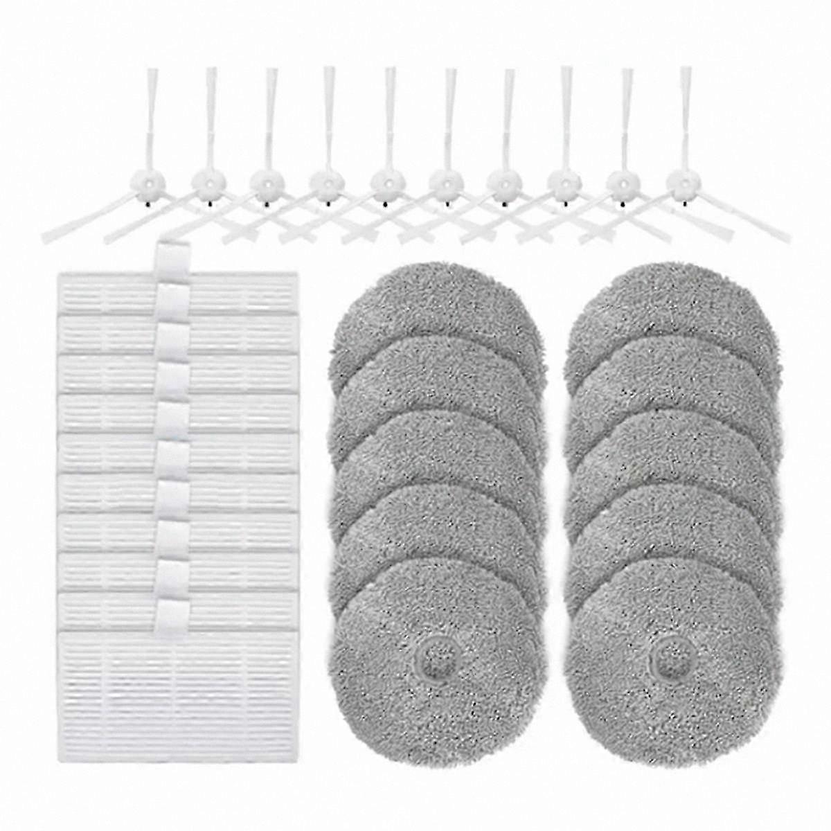 30-Pack Replacement Parts for Vacuum Cleaner: Side Brushes, Filters, and Mop Rags-Compatible with W2 Models