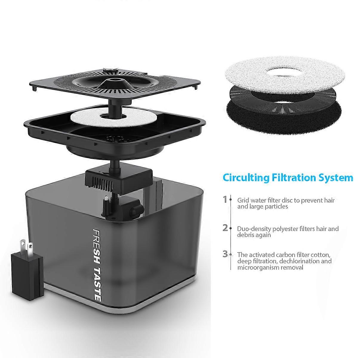 Fontaine d’eau automatique pour animaux de compagnie 2,5 L Distributeur d’eau électrique silencieux Bol d’alimentation avec lumière LED pour chats chiens plusieurs animaux de compagnie