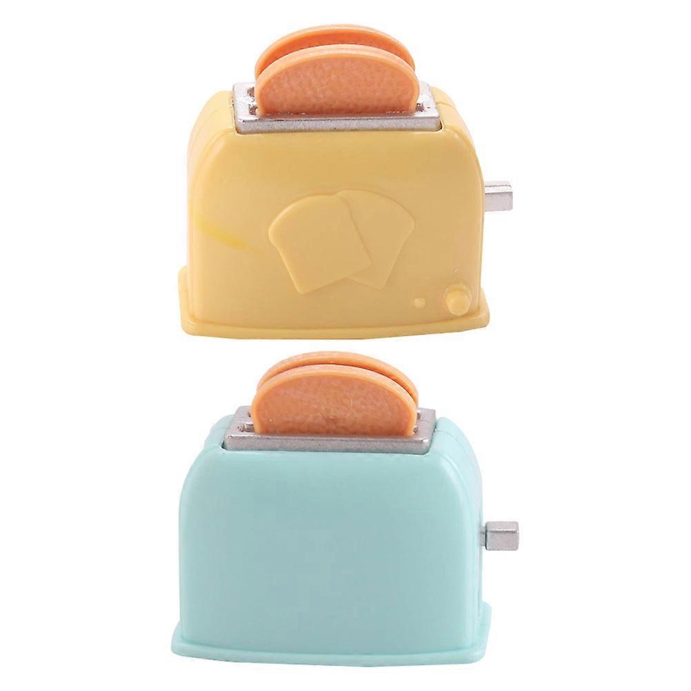 2pcs Mini Pretend Play Kitchen Bread Maker Models for Dollhouses & Creative Decoration