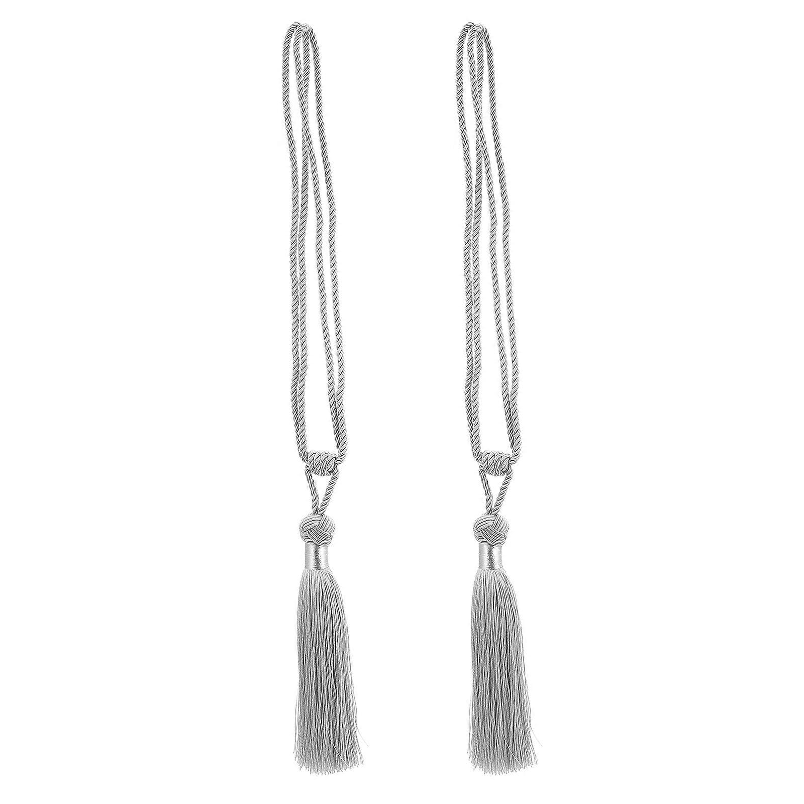 Curtain Decors 2Pcs Grey Cotton Linen Rope Tie Backs for Home Use with Versatile Decor