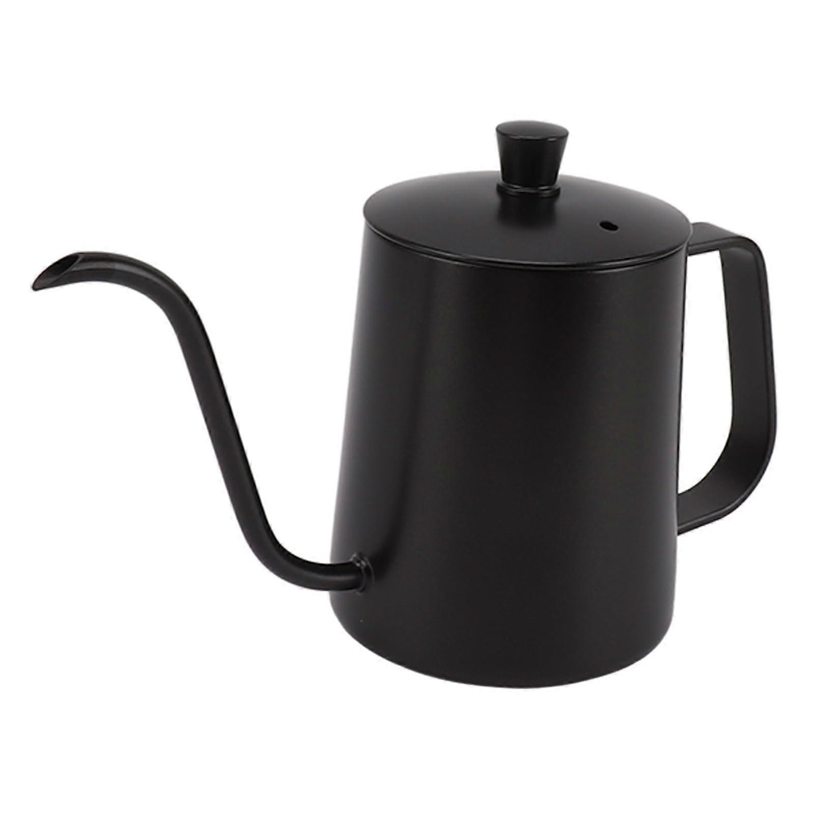 Stainless Steel Small Pour Over Kettle for Camping, 350ML Drip Coffee Canteen with Gooseneck Spout and Hanging Ear for Tea Brewing, Black