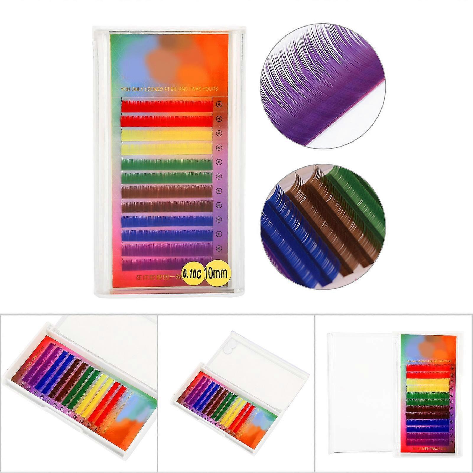 Rainbow Gradient False Eyelash Extensions 10mm Individual Lashes