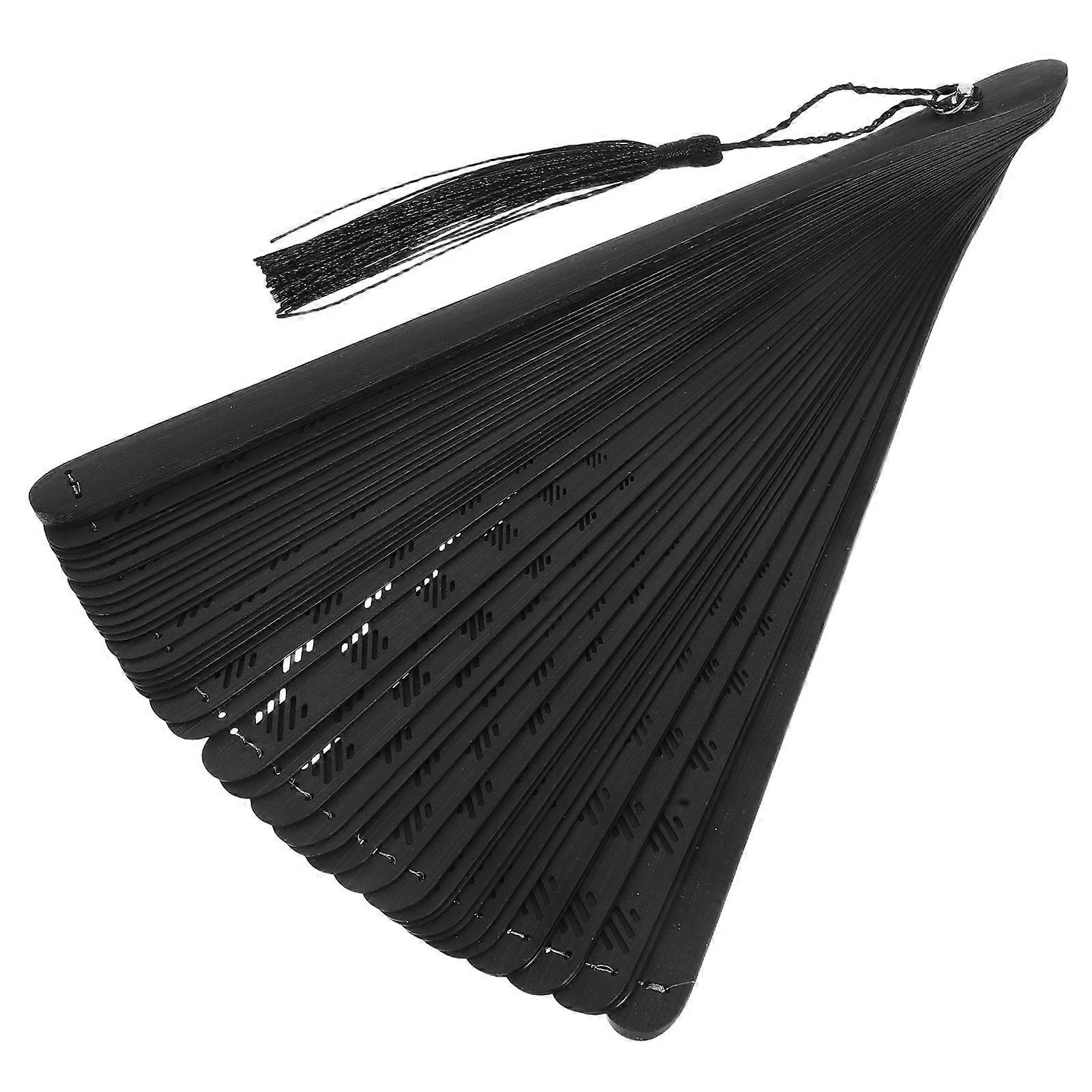 Chic Mini Bamboo Folding Hand Fan: Versatile Cooling Tool Perfect For Summer Travel And Weddings In Elegant Black With Space-saving Feature 1Pcs