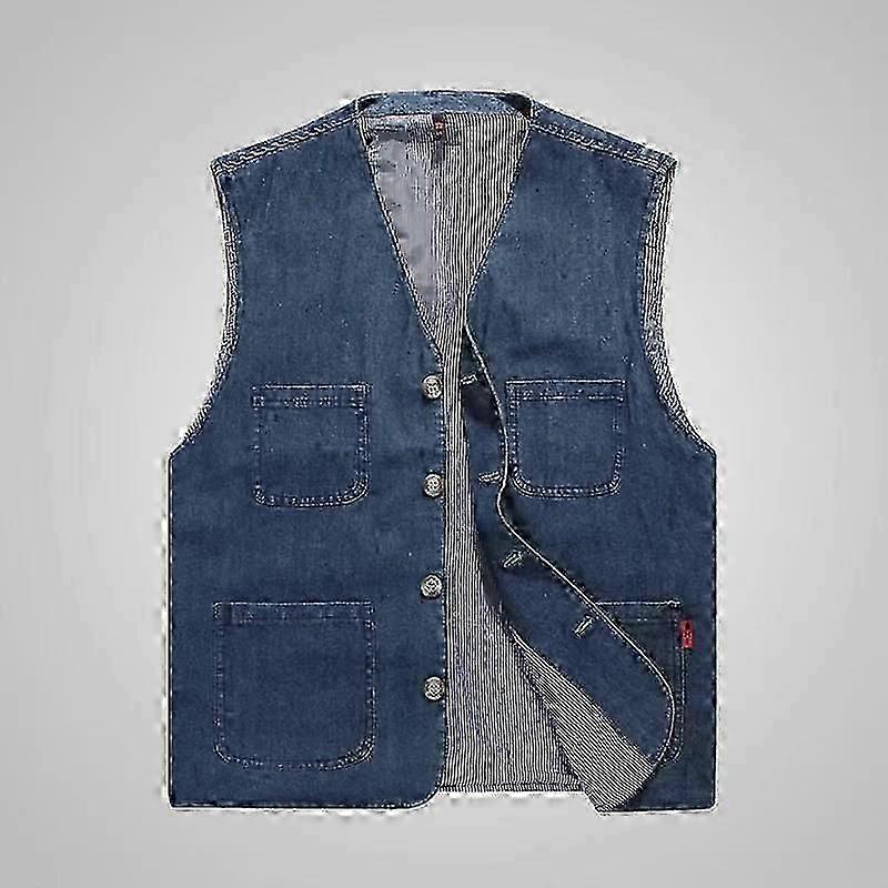 Frühling und Herbst Weste Herren Dünne Baumwoll-Denim-Weste Große Größe Ärmellose Weste Vatertagsgeschenk-Yvan