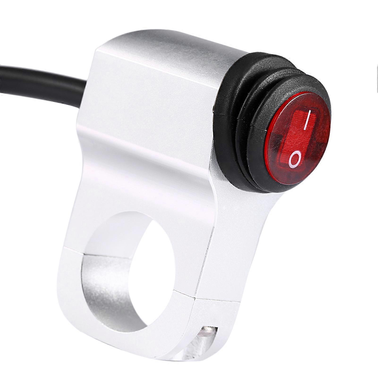 12V 16A Waterproof Motorcycle Handlebar Switch Silver 22mm
