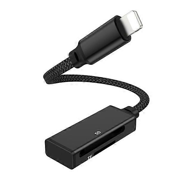 TF/SD Card Reader for iPhone iPad, 2 in 1 Memory Card Reader Adapter, Camera Card Viewer with SD & TF Slots