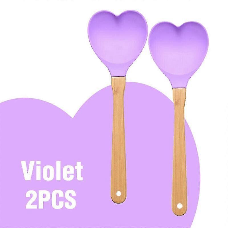 Large Cooking Utensils Spoon 12inch Heart Shape Bamboo Handle for V...