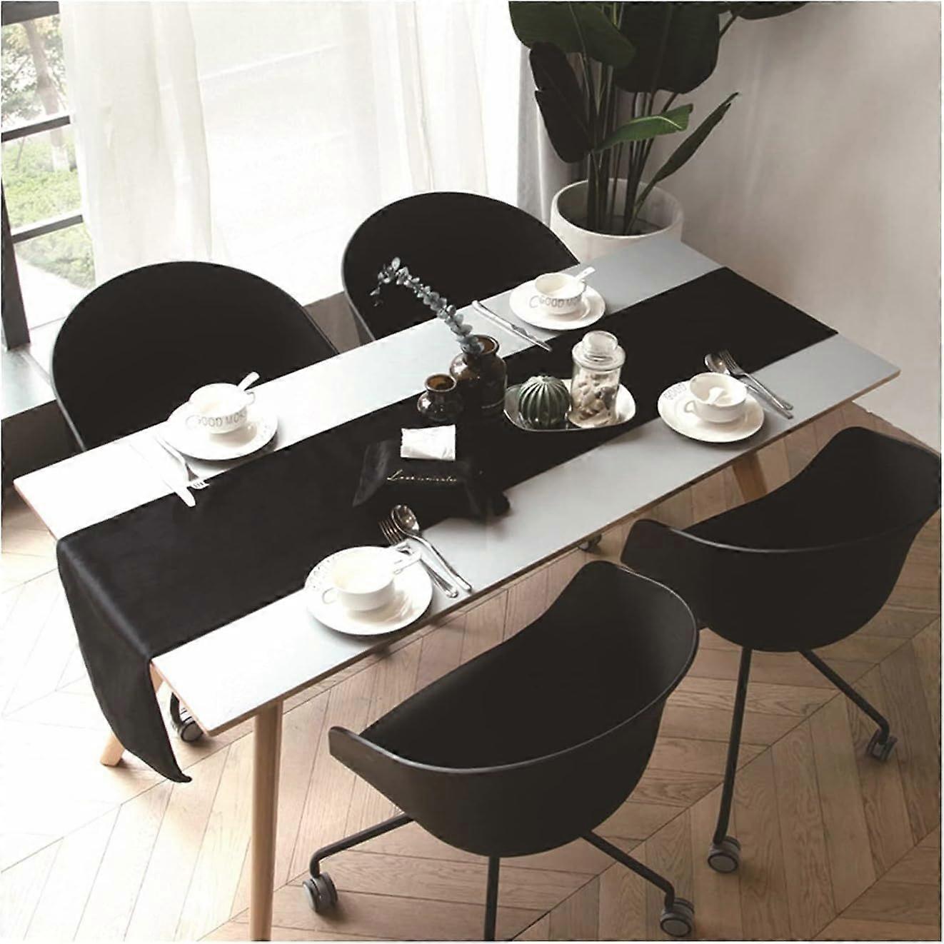 Table runner black 32x200CM, velvet table runner washable rectangular table