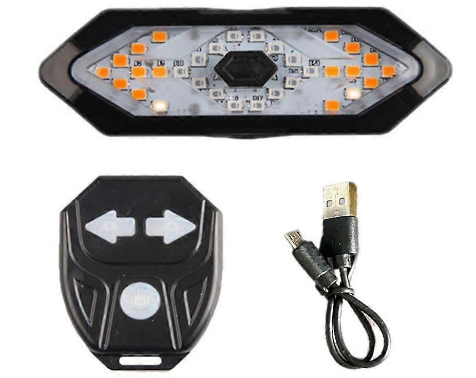 Bicycle Horn Warning Light Road Bike Rear with Remote Control Taillight Rechargeable Waterproof Led Lamp Wireless Ultra Bright Smart Turn Signal(Black