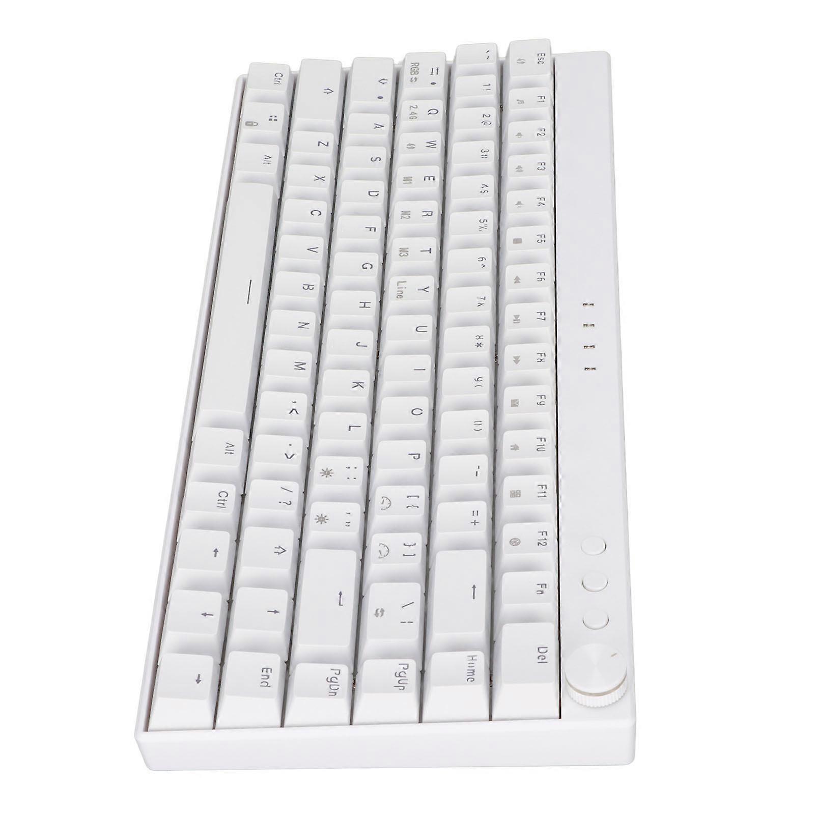 Three Mode 82-Key White RGB Mechanical Keyboard with Brown Switch