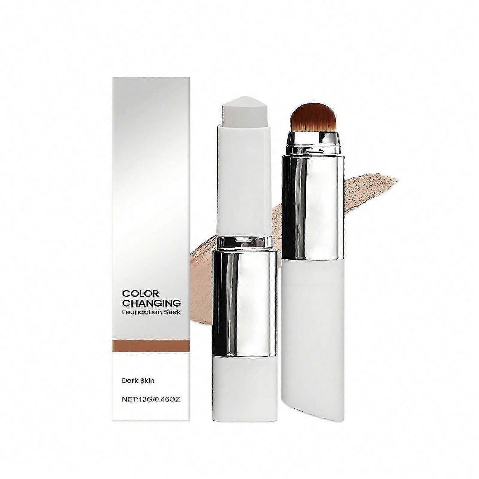Color Changing Foundation Stick with Brush - Long Lasting, Medium to Full Coverage Cream Makeup, Concealer for Face