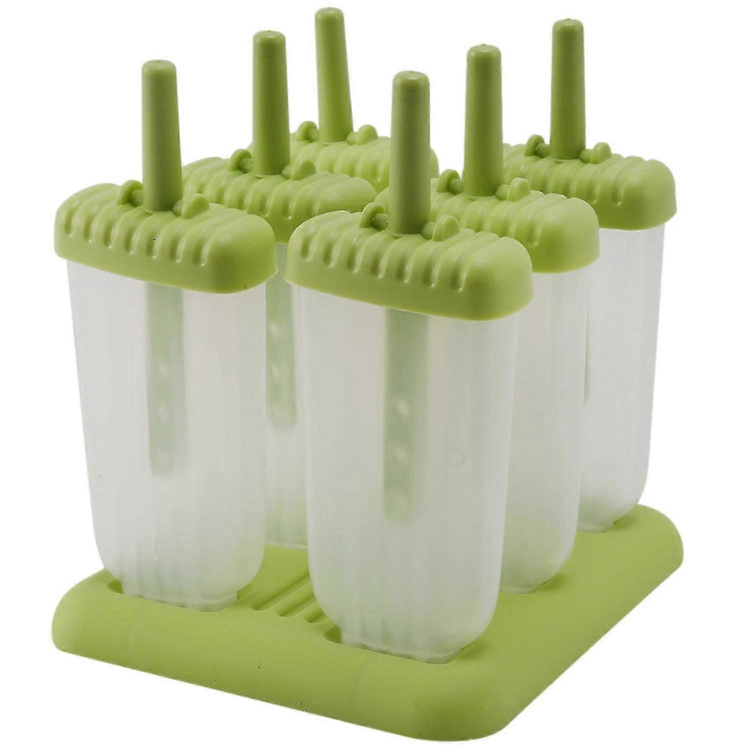 6 Pack Reusable Ice Cream DIY Molds Holders with Tray and Sticks