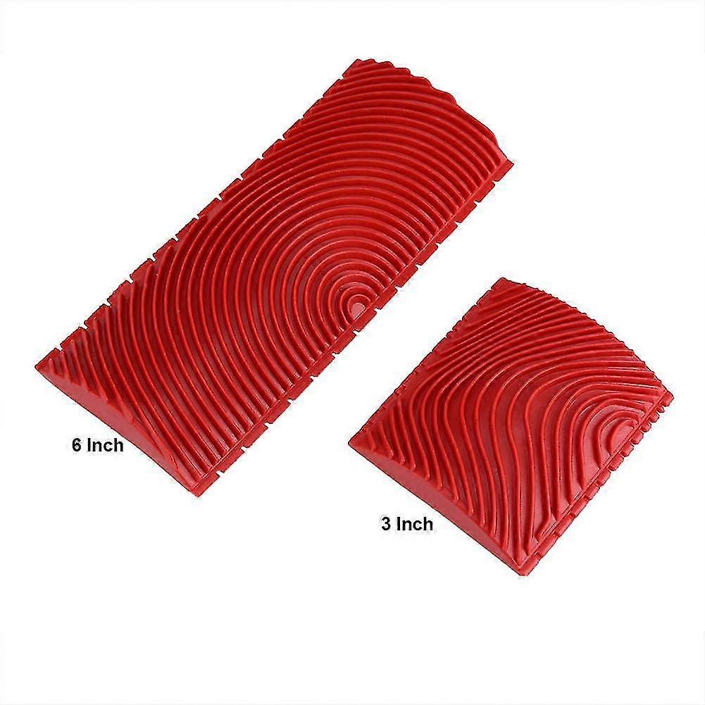 2025 Rubber Wall Paint DIY Pattern Paint Roller Wallpaper Decoration Tools(Red) 2Pcs Wood Graining Tools