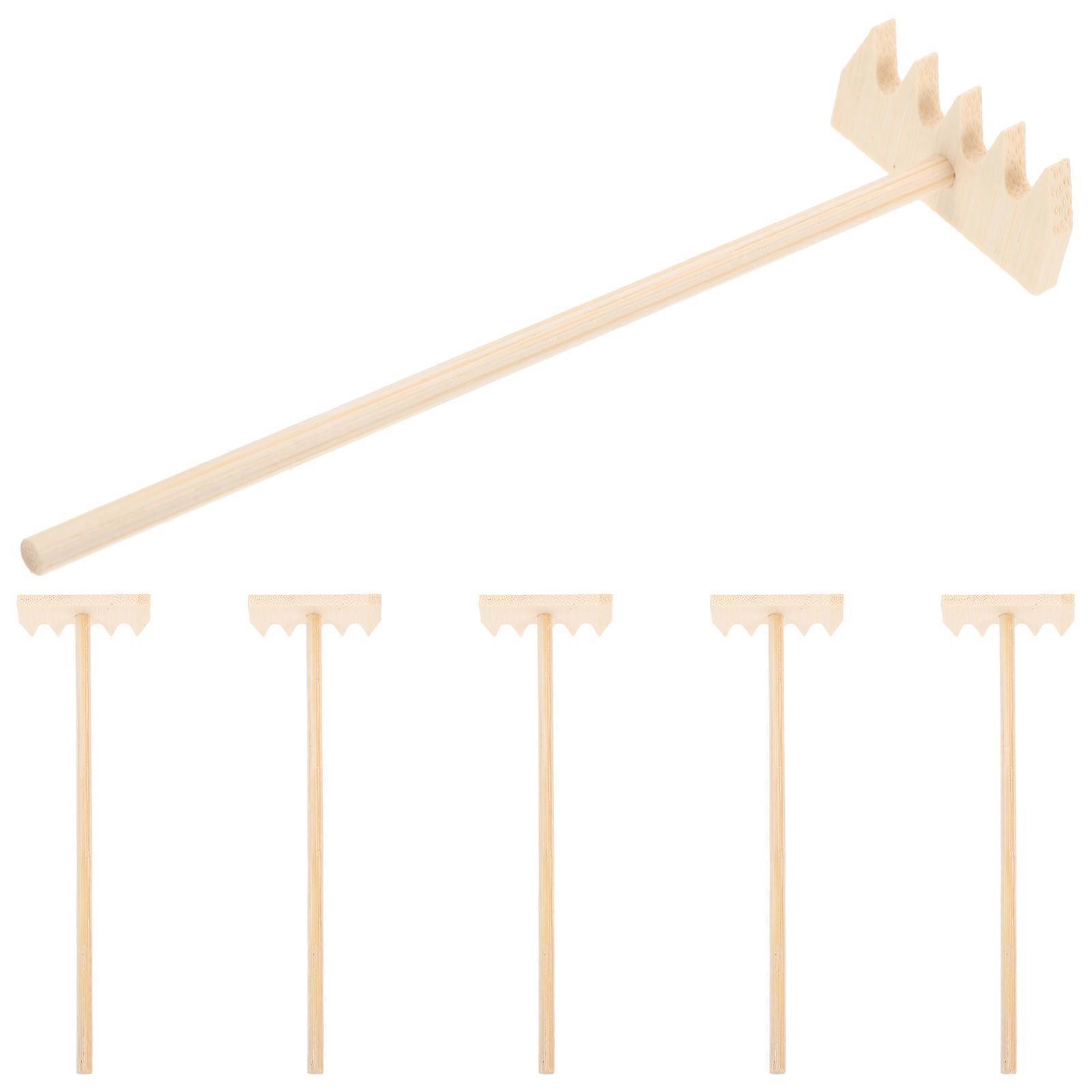 Bahçecilik için Küçük Mini Tırmık Ahşap Set 18 Adet Bej Aletler