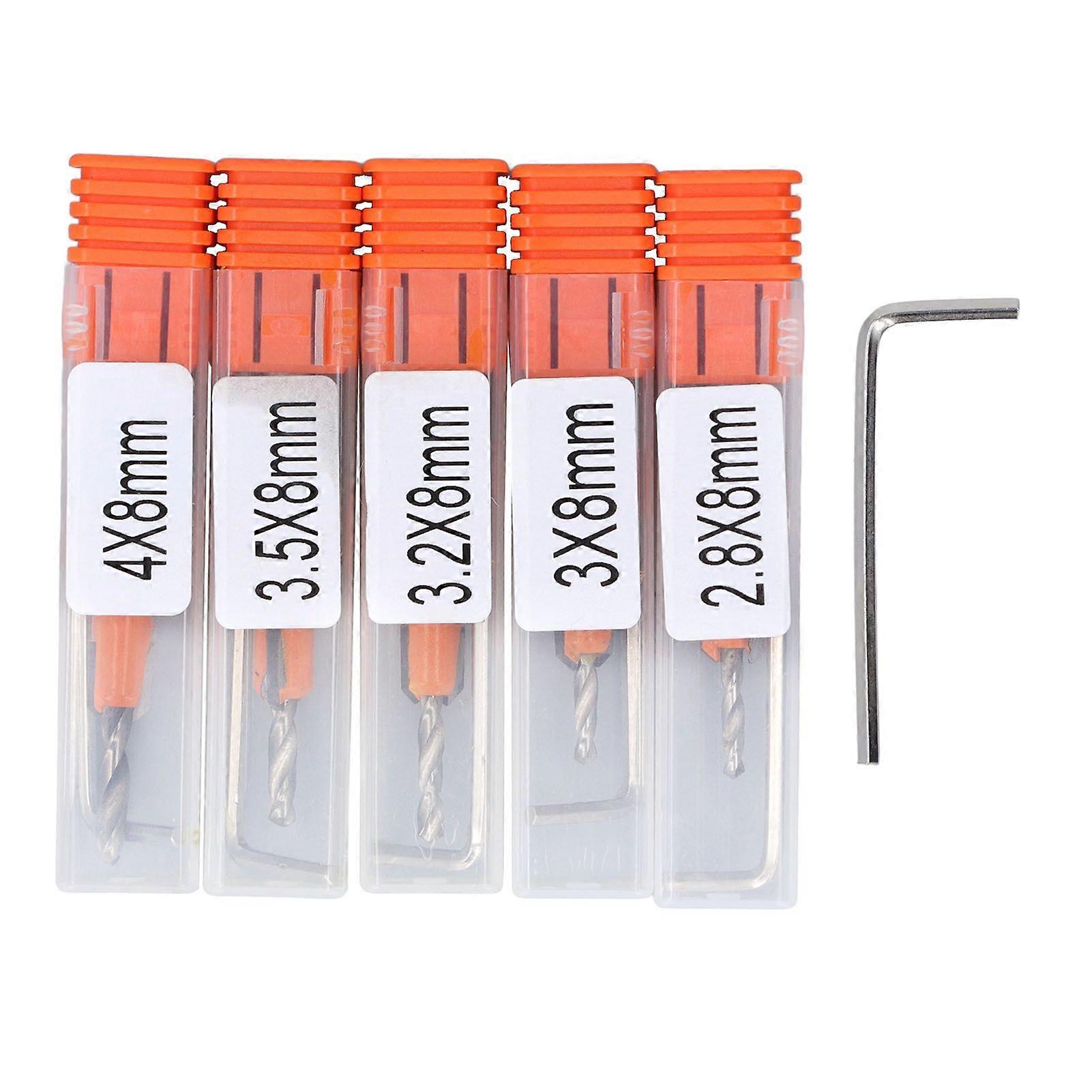 5 Set Tapered Countersink Bit Set Tungsten Steel Alloy Round Shank Countersink Drill Bit Set with Hex Wrench