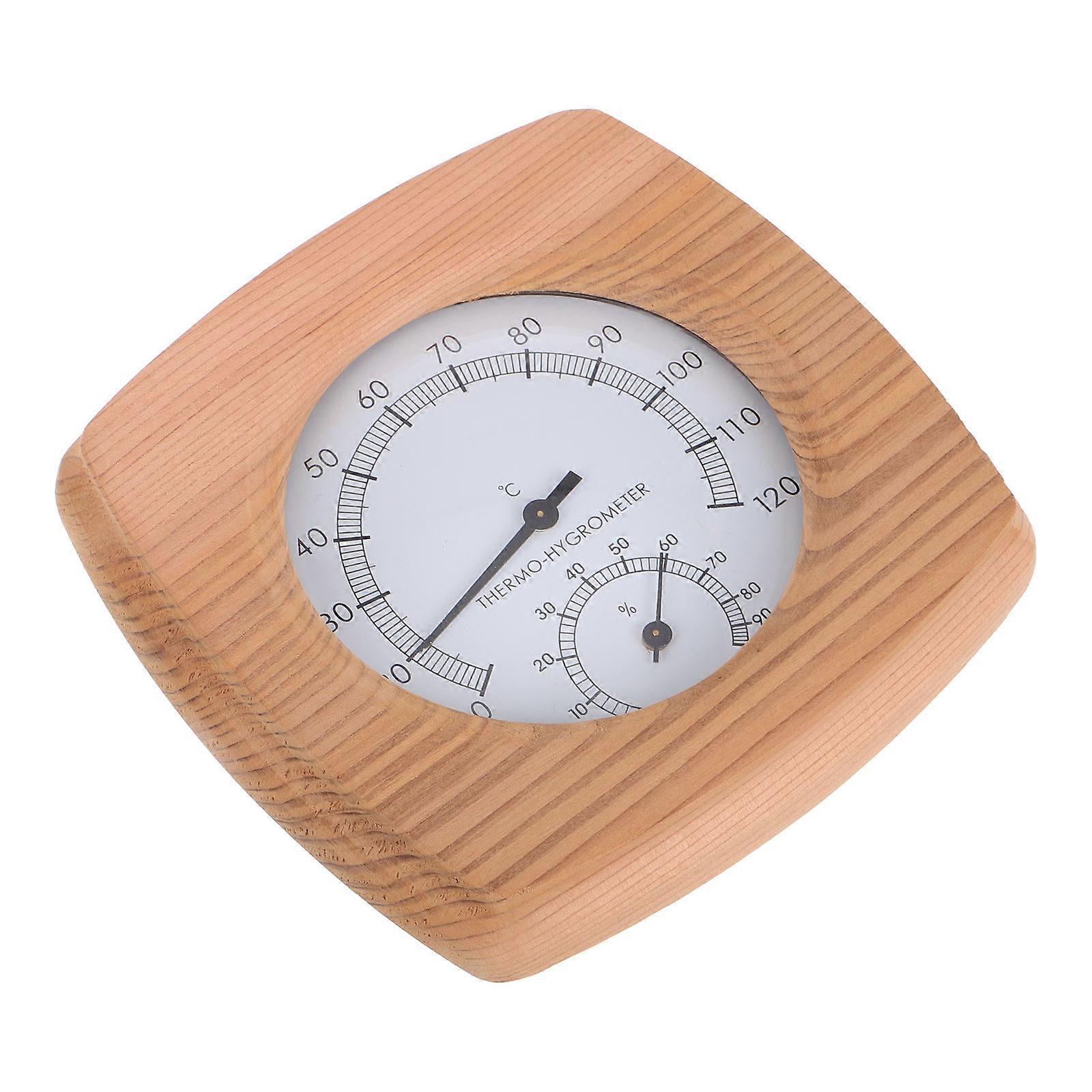 2Pcs Wooden Sauna and Hygrometer for Precise Indoor Measurement